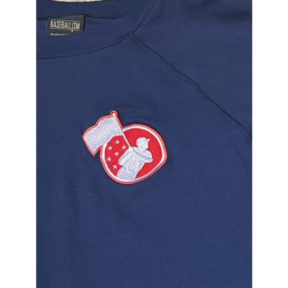 Baseballism Men Navy Blue Flag Man Badge Crewneck Sweatshirt Size XXL 2XL EUC - Picture 2 of 5